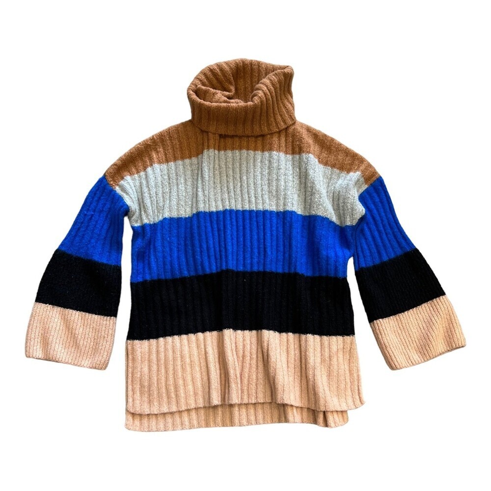 Altar’d State Color Block Flare Sleeve Chunky Fall Turtleneck Sweater M